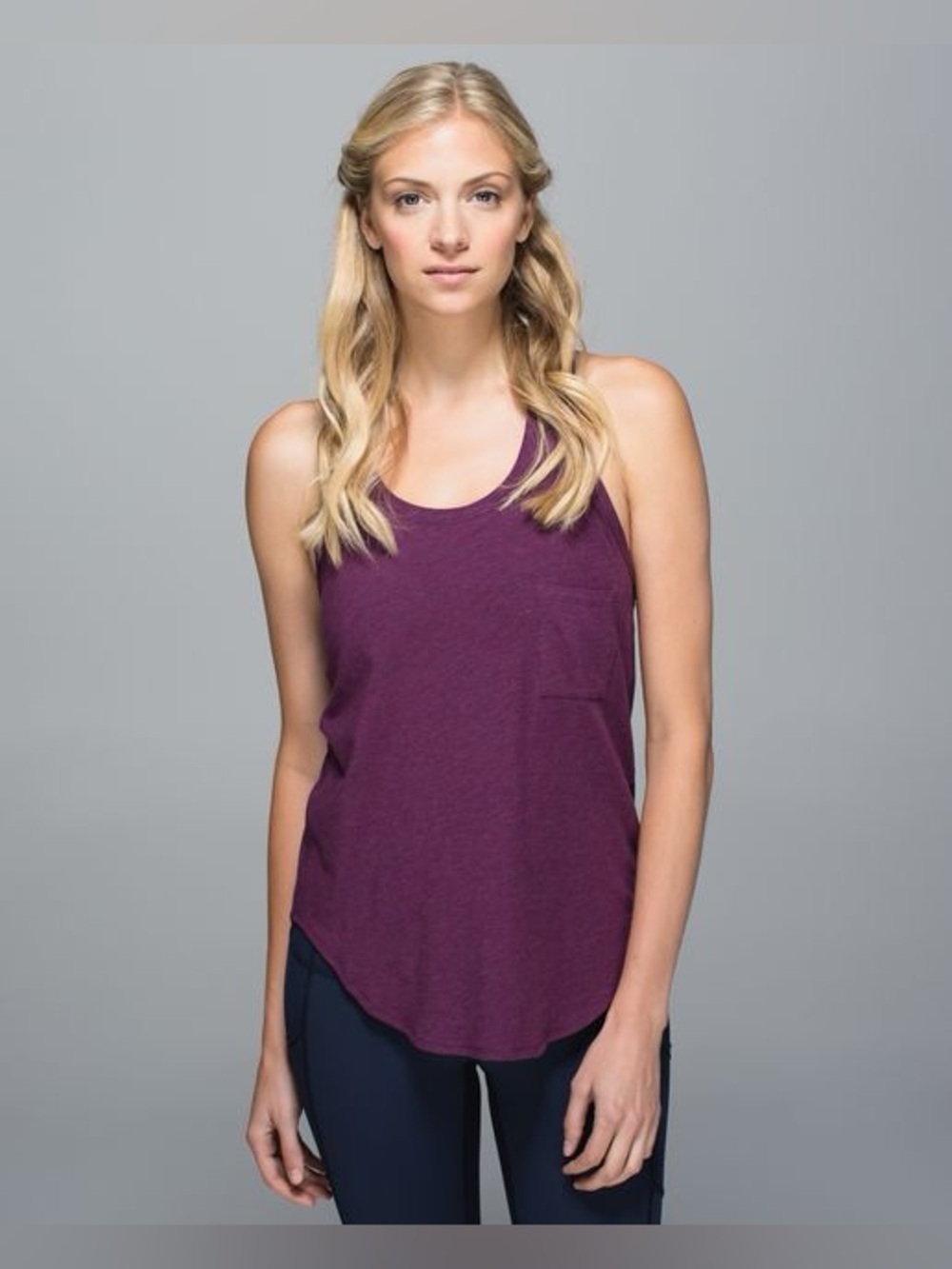 Lululemon Yogi Everyday Racerback Tank Top w/ Front Pocket Purple 8